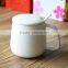 Stocked low MOQ porcelain ceramic coffee cup set with lid