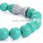 Vogue Jewelry Tibetan Silver Bracelet Turquoise Bead Chain Rhinestone Bangle