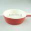 hot selling glazed red ceramic bake plate with one handle, durable ceramic bakeware