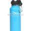 colorful sports water aluminium bottle with carabiner lid