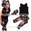 2016 new girl summer boutique outfits baby girls vest + Floral trousers + headband 3 pieces set