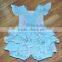 blue stripe seersucker bubble romper smocked baby dress