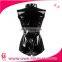 Wholesale Ladies Black Sexy PVC Leather Catsuit Costume Short Leather Playsuit