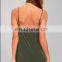 2017 Fashion Women Olive Green Satin Slip Dress Design