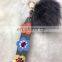 2017 new fashion Wholesale flower PU hang Pom poms keychain