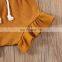 2020 latest solid color children's suit sling lotus leaf two-piece pit strip