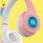 Custom Wireless Headsets Girl Gaming on Ear Headphone TF Microphone Led Light Cute Cat Ear BT Gaming Headset