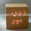 WL0923S Nature Wood Square Shape Touch Switch Digital Alarm Clock