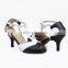 Fashion design leather shoes tstrap peep toe women low heel party shoes