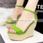 Summer New Style ladies Platform Sandals Mujer Plataforma Sexy PU Open Toe Wedge Sandals fashion wedge Shoes