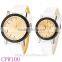 Heart-shape Pattern Round Dial PU Band Quartz Analog couple lover wrist watch