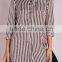 collarless shirt dress camel stripe