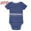 Cotton Blends Knitted Navy Blue Striped Short Sleeve Cute Simple Soft Baby Clothes Baby Boy Romper Pattern