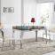 L859 Modern Marble Dining Room Table with Stainless Steel Legs