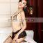Wholesale women's lingerie sweet leopard lace thong bikini skirt three-piece suit