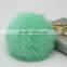 >>>Hot Sales 8CM Super Round Metal Key Chain Real Rabbit Hair Bulb Fur Plush Ball Bag Car Ornaments Pendant Key Ring/