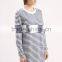 2015 long sleeve round neck woman Dress in Stripe