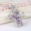 2016 Hot Sale Silver Cross Real Dried Flower Necklace Crystal