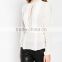OEM wholesale 2016 lady fashion elegant long sleeve white chiffon blouse