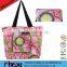 PP handles floral print polyester foldable beach bag wholesale