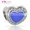 X347C Wholesale Crystal Charm Custom Blue Enamel Initial Charm