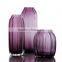 3 pieces of set colourful cylinder striped tall centerpiece glass flower vases with different design for home decoration