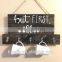 Wooden Coffee sign twine and hooks, Personalized Coffee Gift