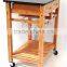 Hot sale bamboo kitchen trolley design with basket and wheels