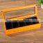 pine Customize multicellular glass display wooden box 4 grids packaging box tea storage gift jewelry box 15*15*5.2cm