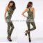 Camouflage Tracksuit 2 Piece Set Women Backless Spring Summer Sets Sleeveless Top Elastic Waist Suit Women Camo Tracksuit