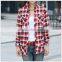 Wholesale red black cotton check stretch flannel shirts for winter