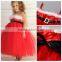 Fashion Strap Fluffy Kids Baby Girls Red Christmas Wedding Dress