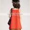 2015 New design of orange linen cotton Mommy and Me party dress for Hallowmas Party clothes