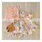 New Baby Girls summer floral outfit two pieces Set pink suspender top + flower Printed Pleated Skirts Kids holiday sets