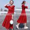 Long skirt female summer 2020 new temperament waist slimming chiffon dress red doll collar skirt factory direct sales
