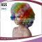 Rainbow color football fan afro twist wigs blue