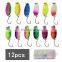 12pcs/set  colorful spoon lure kit with single hook metal bait fishing lure set