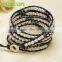 Topearl Jewelry Freshwater Pearl Wrap Bracelet Woven Leather Bracelet for Women 33.5 Inches CLL131