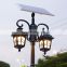 Outside European street lamp with large solar panel design Black Bronze Pole LED garden light Outdoor Retro Lawn post Lights