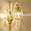 French retro copper wall lamp light luxury K9 crystal living room bedroom study hallway wall brass lamp mirror front lamp