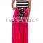 2015 Fashion Women Black Striped And Fuchsia Maxi Dress LD1804