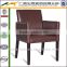 Europe type leisure solid wood Lrather armchair sofa chair for restaurant hotel furniture