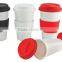 Hot Sale BPA Free 12oz Plastic Coffee Cup with silicone sleeve and lid