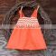 (CS834#orange&grey)Lovely cheveron design for 2pc outfit woven cotton baby girl dress and ruffled short pants