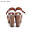 Comfortable wood ladies heels sandals fancy brown footwear
