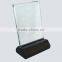 Engraved decorative crystals block with LED light base, plastic light holder with slot