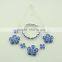Vintage blue double flower design fashion necklace rhinestone alloy bangles resin necklace set silver women jeweley set                        
                                                                                Supplier's Choice