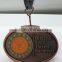 Metal medal with ribbon copper plated and sport medal