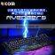 Cool Backlit LED Illuminated Ergonomic usb Wired Gaming keyboard--LK611--Shenzhen Ricom