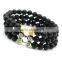 Wholesale Alloy Metal Barbell Matte Black Stone Beads Fitness Fashion Dumbbell Bracelets